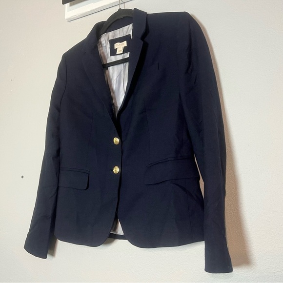 J. Crew Schoolboy Navy Blue Wool Blend Blazer Gold Buttons Size 2 Preppy - Picture 4 of 10